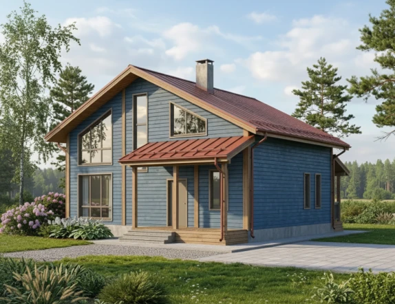 Проект каркасного дома с мансардой до 140м²
