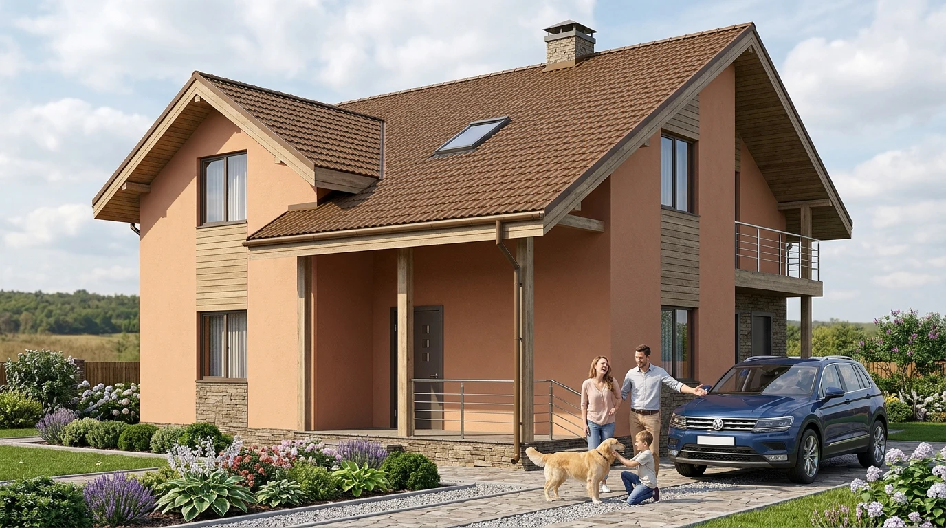Проект двухэтажного дома из кирпича до 150м²