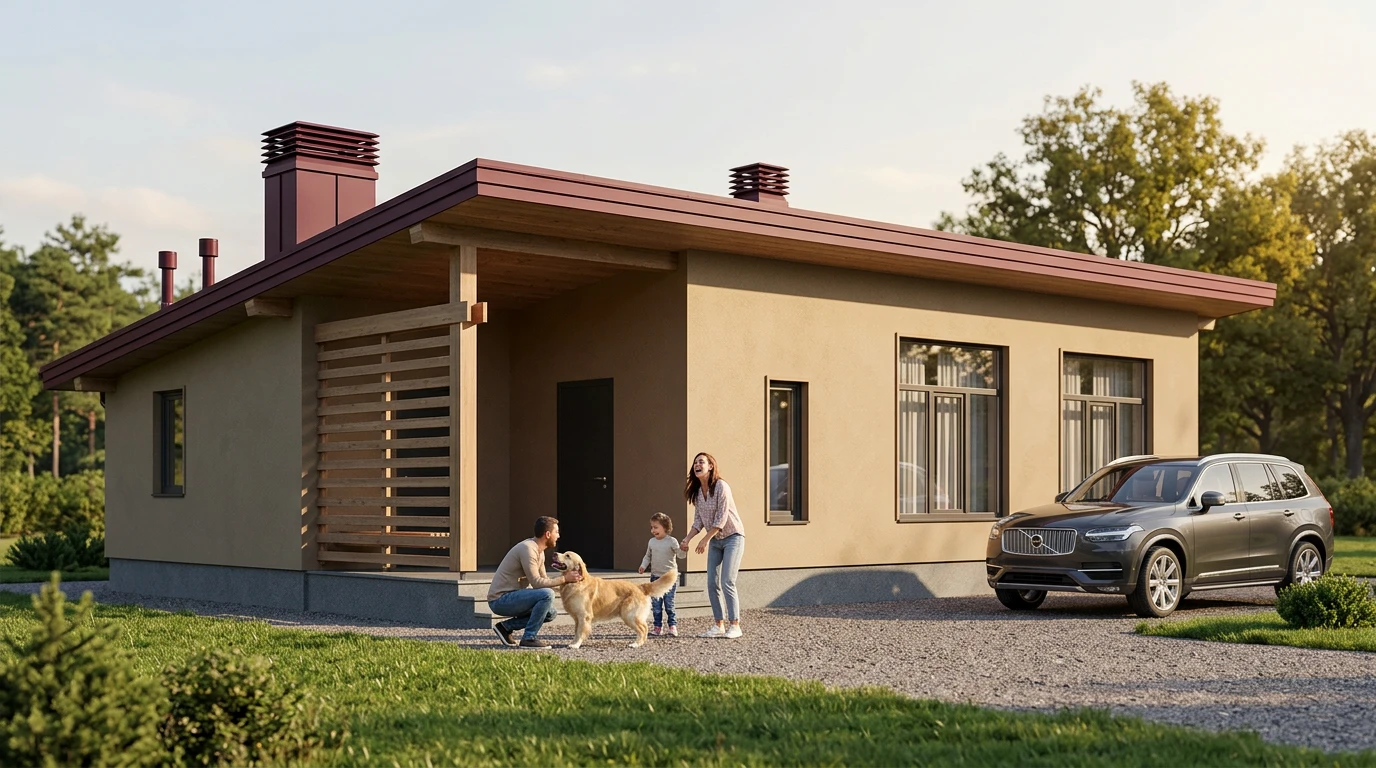Проект небольшого дома из кирпича 75м²