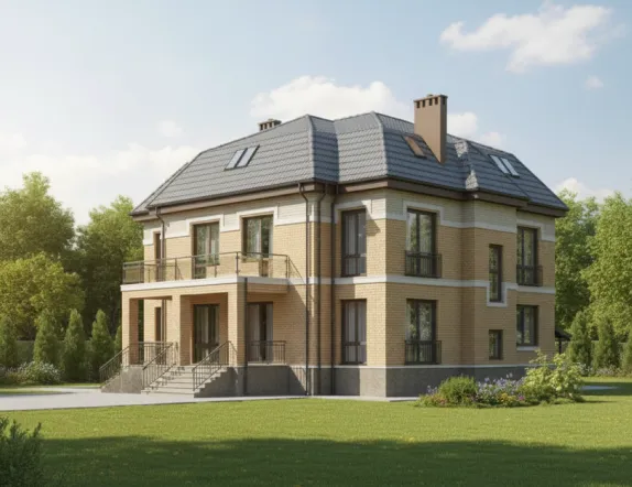 Проект трехэтажного дома из газобетона до 500м²