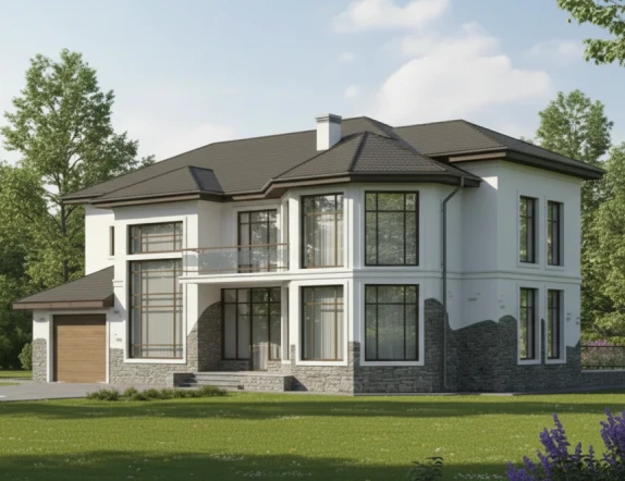 Проект двухэтажного дома из газобетона от 300м²