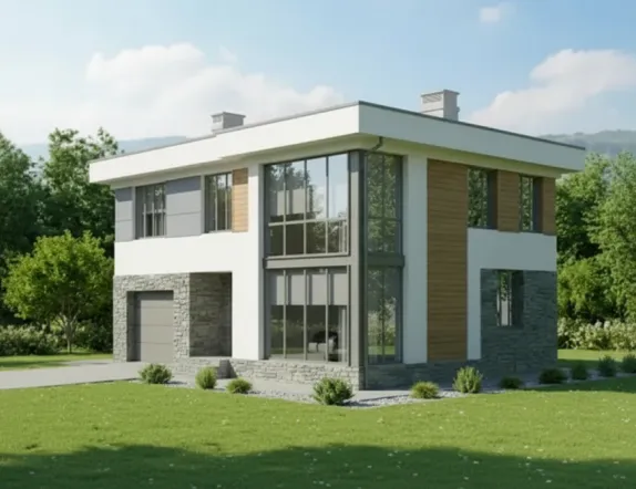Проект двухэтажного дома из кирпича от 180м²