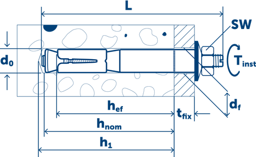 Sormat Анкер LIEBIG B для высоких нагрузок оцинкованный M12-20/80/100